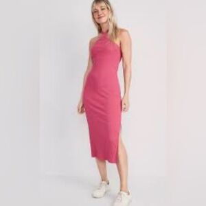 Old Navy Rib-Knit Halter Midi Dress lotus blossom size XL tall